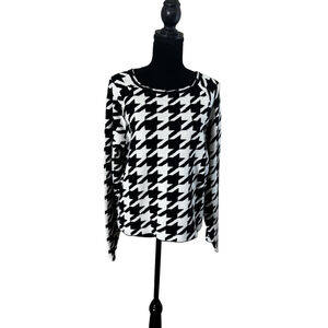 Six/Fifty Houndstooth Sweater Black White Size Small NWT